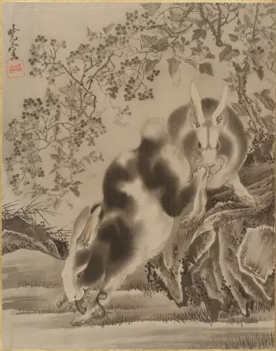 Rabbits av Kawanabe Kyōsai