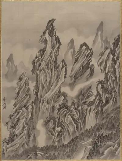 Klipplandskap av Kawanabe Kyōsai