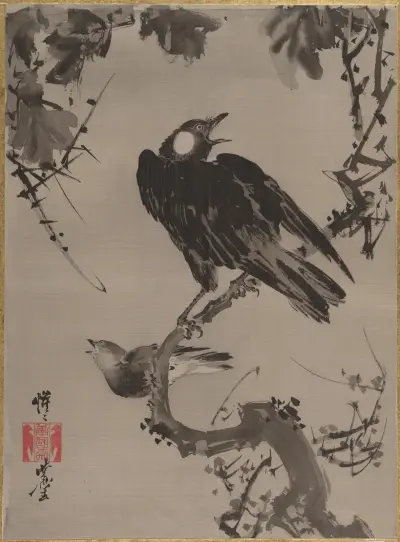 Stare på en gren av Kawanabe Kyōsai