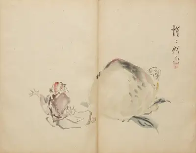 The Peach Boy av Kawanabe Kyōsai