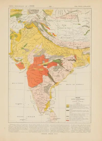 Geologisk karta över Indien av Paul Vidal de La Blache