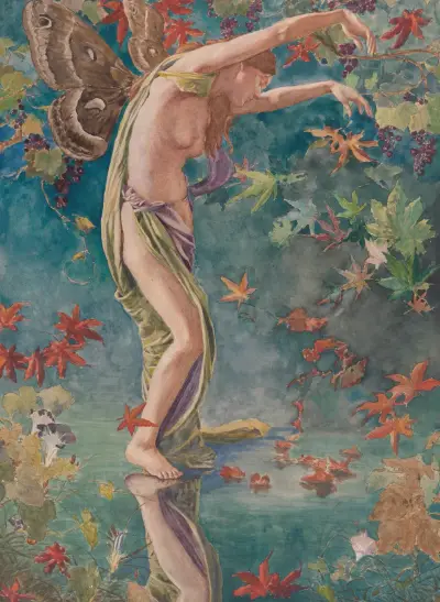 Höstlöv som virvlar av John La Farge
