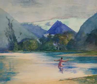 Entrance to the Vai-Te-Piha River, Cook’s Anchorage av John La Farge