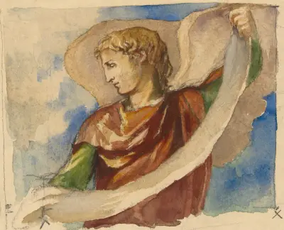 Studie för ängel i utsmyckning av tornet, Trinity Church, Boston av John La Farge