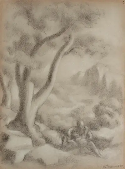 Kochankowie, ożywiony krajobraz, Roger de La Fresnaye