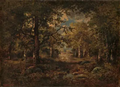 En utsikt genom träden; Fontainebleau av Narcisse-Virgile Diaz de La Peña