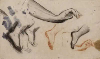 Croquis de bras gauche et diverses esquisses de pieds von Narcisse-Virgile Diaz de La Peña
