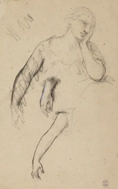 Croquis de buste de femme et deux croquis de main et de bras von Narcisse-Virgile Diaz de La Peña