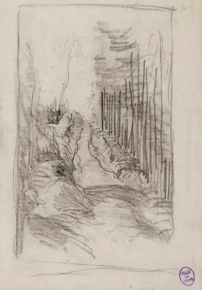 Croquis d’une allée en forêt von Narcisse-Virgile Diaz de La Peña
