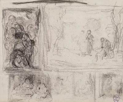 Diverses petites esquisses pour des compositions à personnages von Narcisse-Virgile Diaz de La Peña