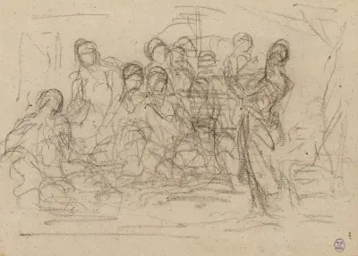 Esquisse d’une composition à nombreux personnages von Narcisse-Virgile Diaz de La Peña