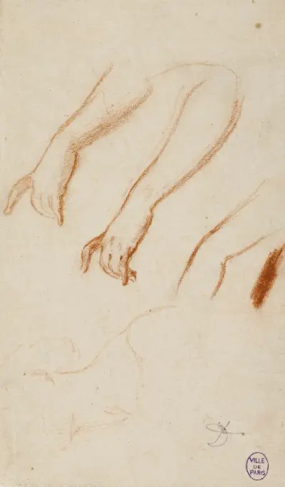 Skisser av underarm och hals av Narcisse-Virgile Diaz de La Peña