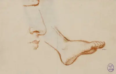 Etude d’un pied droit, et du profil d’un nez et d’une bouche von Narcisse-Virgile Diaz de La Peña