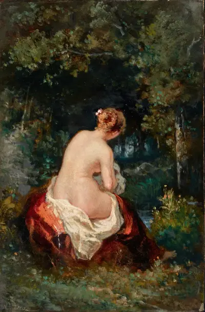 Femme après le départ de l’amour ou L’Abandonnée au bord de l’eau von Narcisse-Virgile Diaz de La Peña
