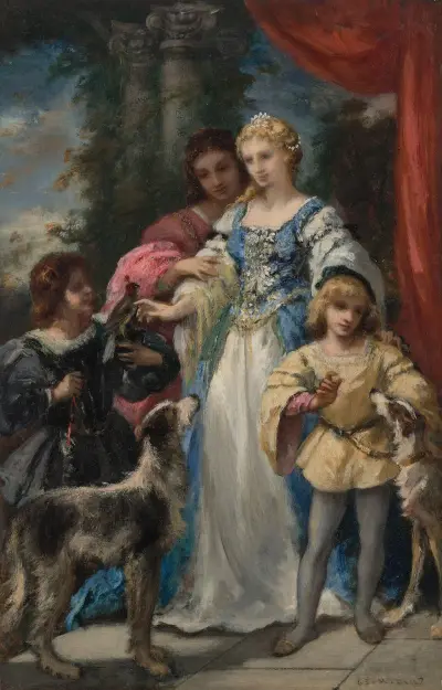 Femme aux chiens von Narcisse-Virgile Diaz de La Peña