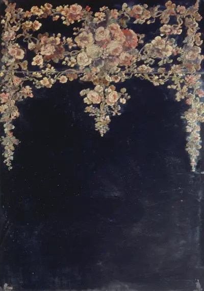Guirlandes de fleurs. Peinture sur un miroir. av Narcisse-Virgile Diaz de La Peña