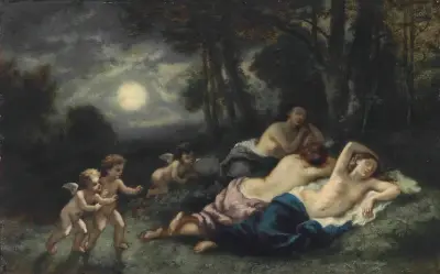 Nymfernas sömn, natten av Narcisse-Virgile Diaz de La Peña