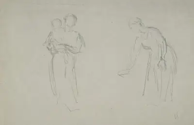 Mother and Child and a Female Figure von Narcisse-Virgile Diaz de La Peña