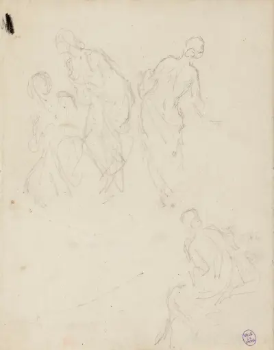 Quatre esquisses de femmes drapées von Narcisse-Virgile Diaz de La Peña