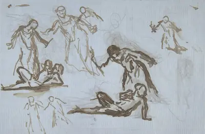 Sheet of figure studies von Narcisse-Virgile Diaz de La Peña