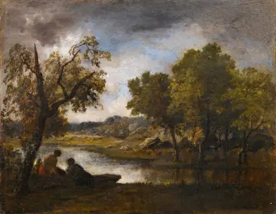 Two bathers on the bank of a lake von Narcisse-Virgile Diaz de La Peña