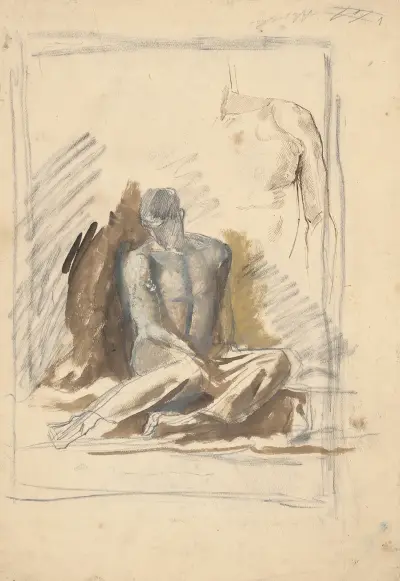 Studie av en sittande manlig figur av Ladislav Mednyánszky