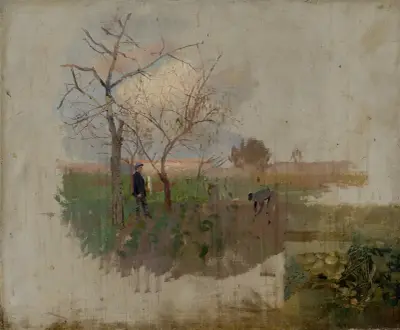 Autumn in an Orchard av Ladislav Mednyánszky