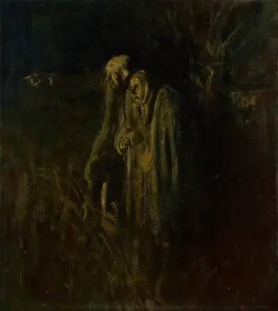 End of Life. Elderly Couple at Night av Ladislav Mednyánszky