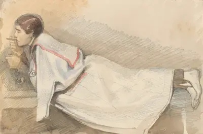Liggande dräng av Ladislav Mednyánszky
