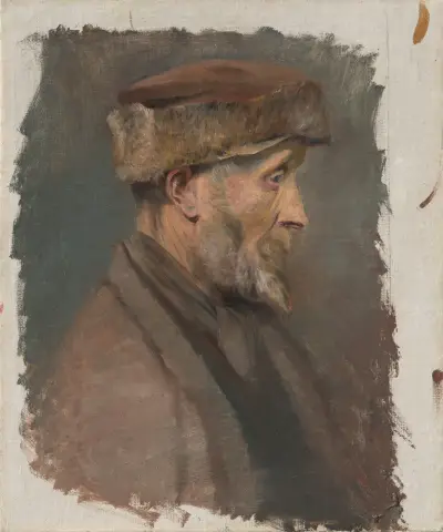 Study of a Poor Old Man in a Fur Cap av Ladislav Mednyánszky