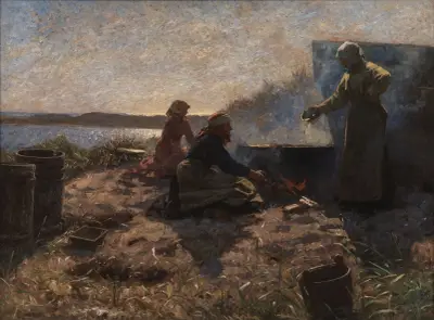 Boiling Train Oil at Nymindegab, Jutland av Laurits Tuxen