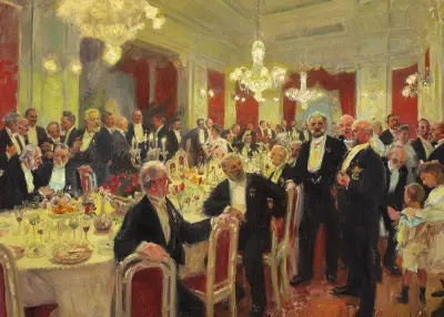 Man rejser sig fra bordet av Laurits Tuxen