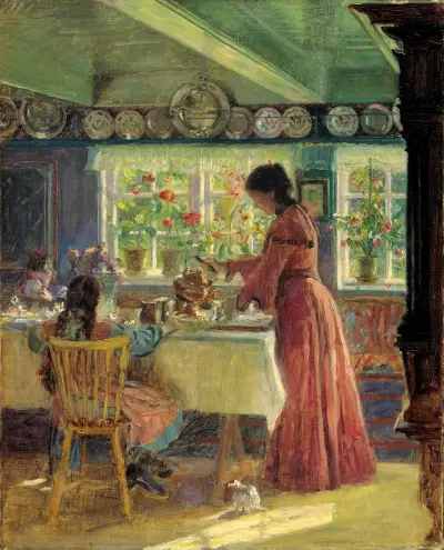 Pouring the morning coffee av Laurits Tuxen