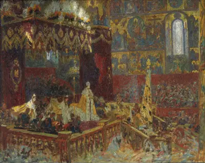 The Coronation Ceremony Of Tsar Nicolai II In Moscow. av Laurits Tuxen