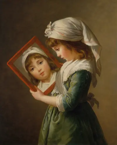 Julie Le Brun tittar i en spegel av Elisabeth Louise Vigée Le Brun