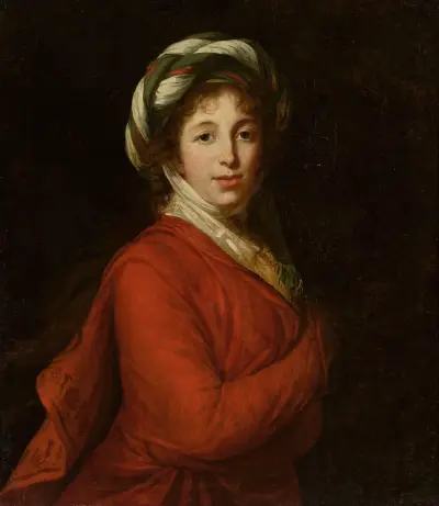 Portrait of a woman in a turban av Elisabeth Louise Vigée Le Brun