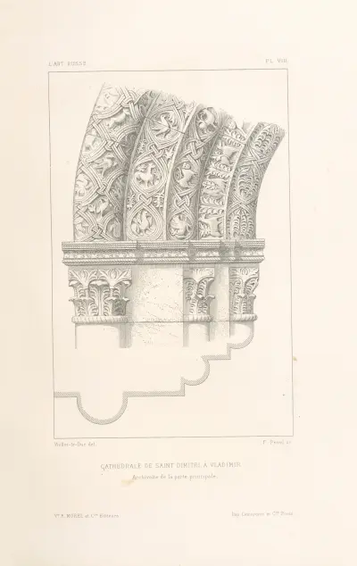 Cathédrale de Saint-Dimitri, à Vladimir. — Archivolte delà porte principale av Eugène-Emmanuel Viollet-le-Duc