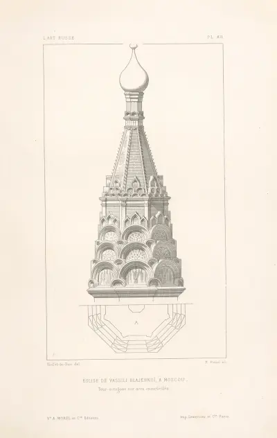Église de Vassili Blajennoï, à Moscou. — Tour octogone sur arcs encorbellés av Eugène-Emmanuel Viollet-le-Duc