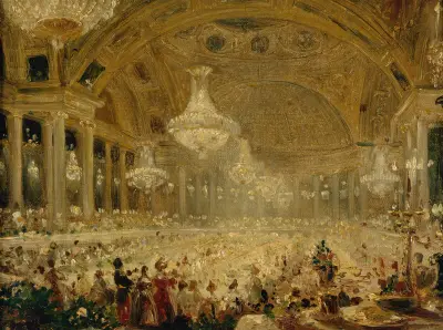 Le Banquet des dames dans la salle de spectacle des Tuileries (bals de 1835) av Eugène-Emmanuel Viollet-le-Duc