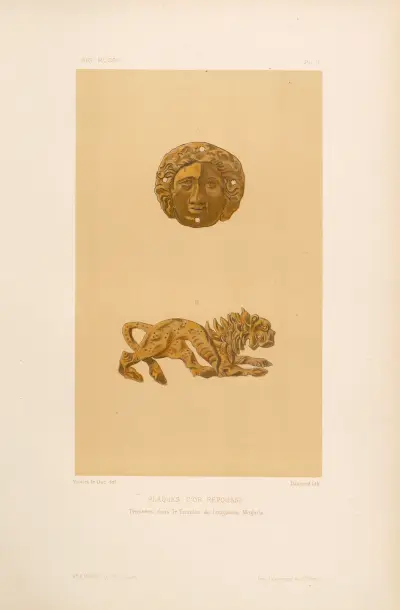 Plaques d’or repoussé trouvées dans le tumulus de Lougavaïa Moguila av Eugène-Emmanuel Viollet-le-Duc