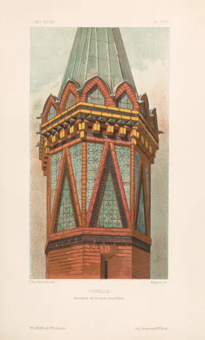 Tourelle. — Structure de briques émaillées av Eugène-Emmanuel Viollet-le-Duc