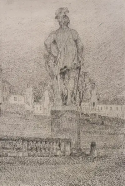 La cour d’honneur, La statue de Du Guesclin, Versailles von Henri Le Sidaner