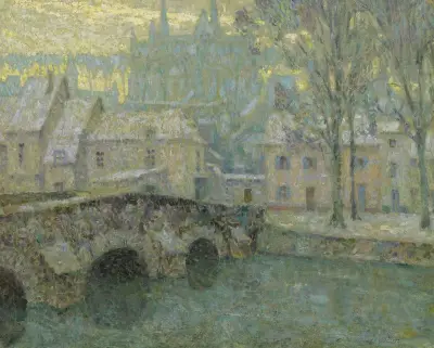 Snö, Chartres av Henri Le Sidaner