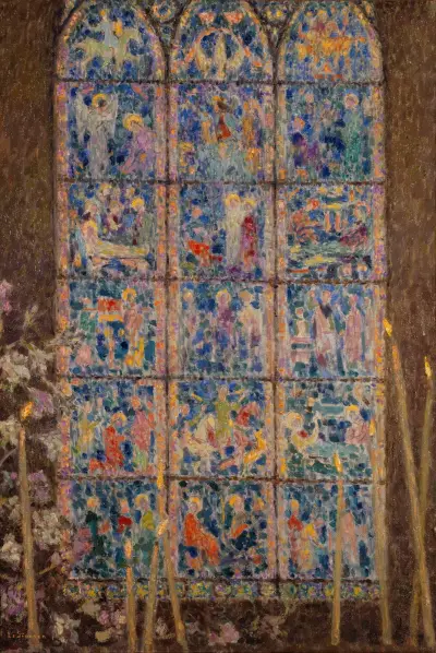 Le vitrail, Chartres av Henri Le Sidaner