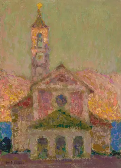 Kyrkan, Lago Maggiore av Henri Le Sidaner