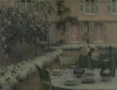 The Table in the White Garden at Gerberoy av Henri Le Sidaner