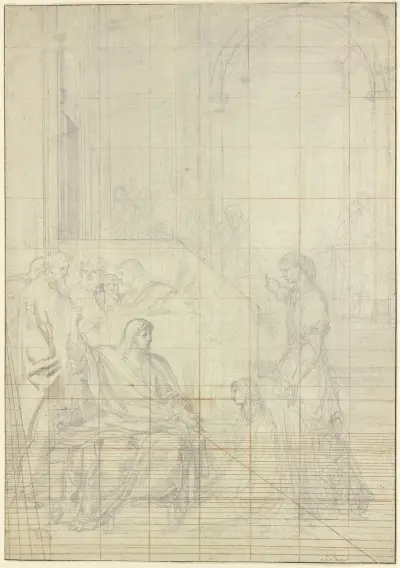 Christus bei Maria und Martha av Eustache Le Sueur