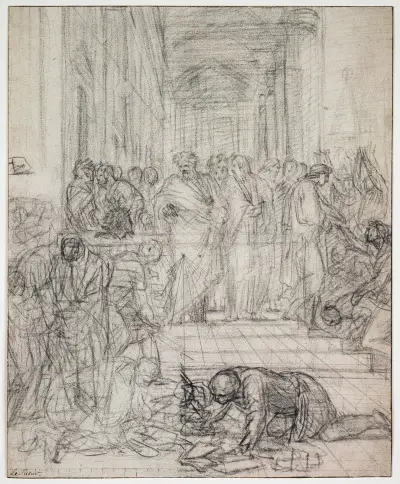 Die Predigt des Heiligen Paulus in Ephesus, 1649 av Eustache Le Sueur