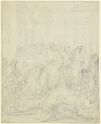 Die Predigt des Heiligen Paulus in Ephesus, 1639 av Eustache Le Sueur