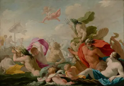Marine Gods Paying Homage To Love av Eustache Le Sueur